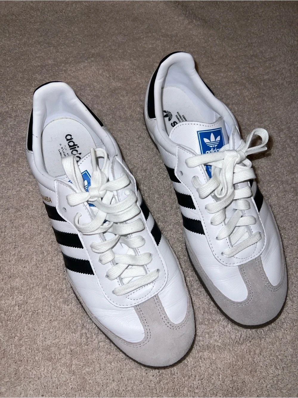 adidas Men’s Classic White Sneakers with Black Stripes and Gum Sole